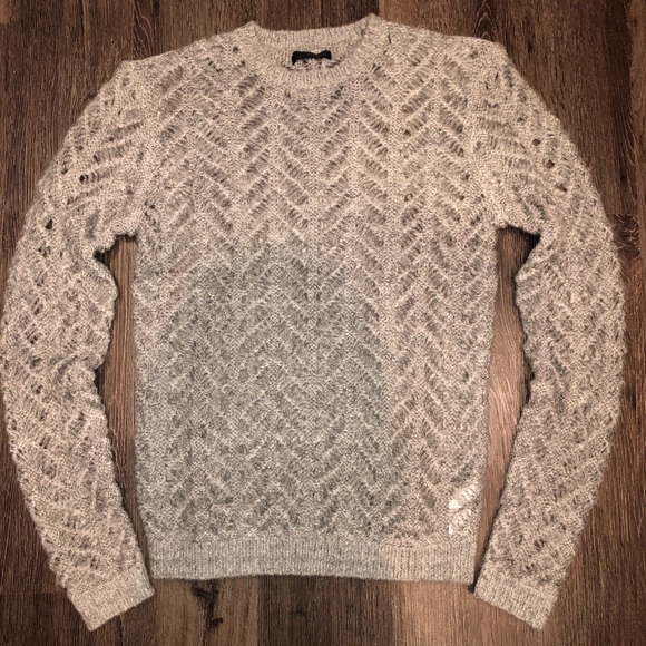 Asos Mens Open Knit Sweater Grey Size S 